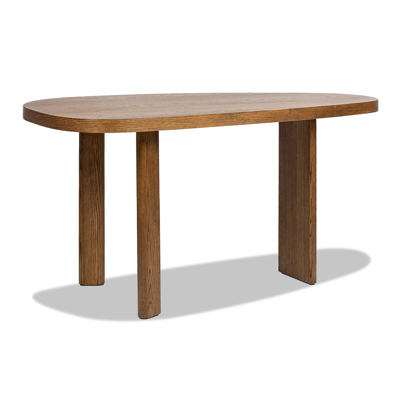 Melvin 60" Modern Oak Oblong Oval Console Desk, Caf Brown Oak Wood Brown Oak Wood Solid Wood