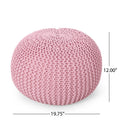Knited Pouf Pink Cotton