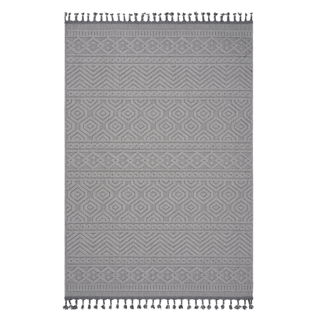 Naar Guros Collection 6X9 White Geometric Indoor Outdoor Area Rug White Polypropylene