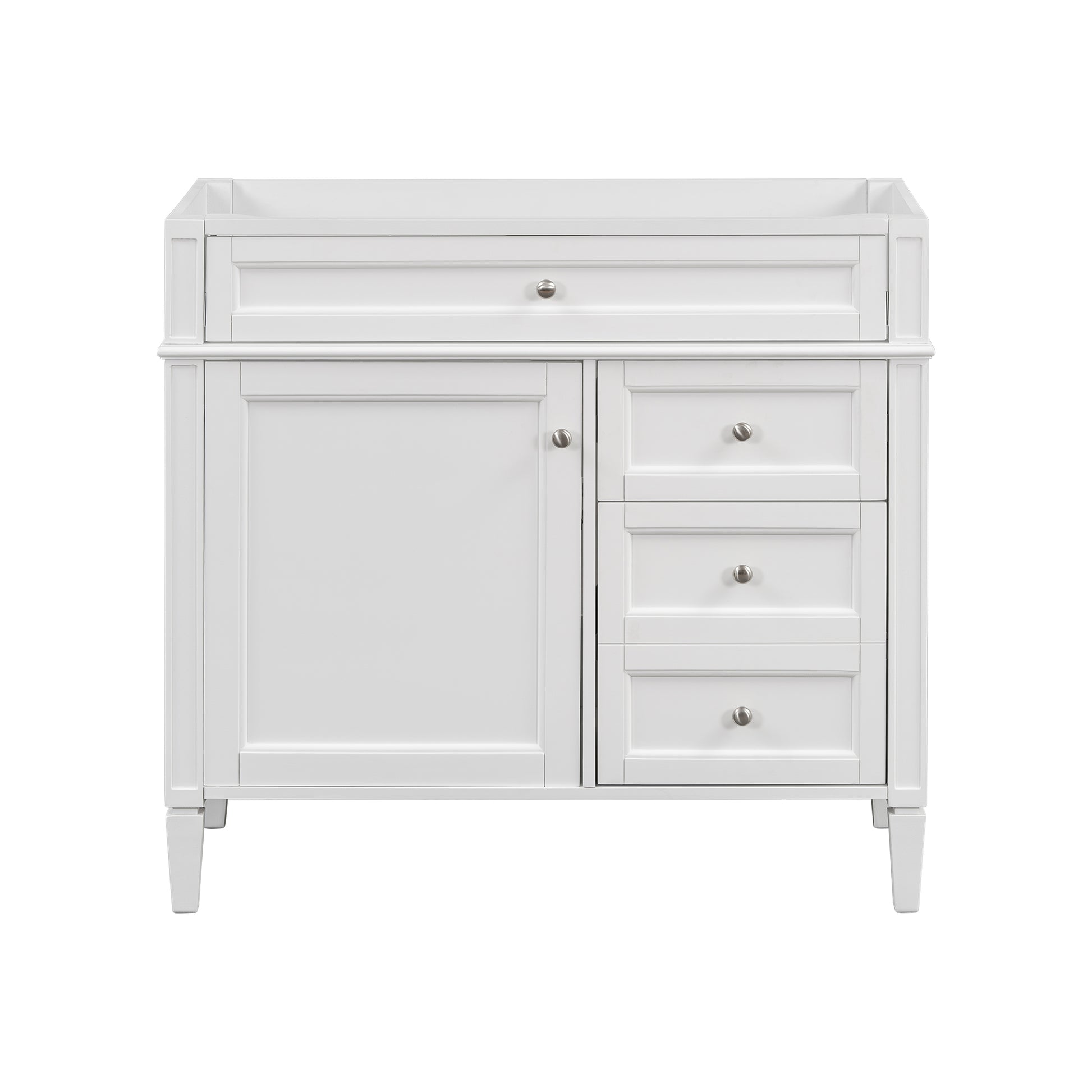 36'' Bathroom Vanity Without Top Sink, Modern Bathroom Storage Cabinet With 2 Drawers And A Tip Out Drawer, Solid Wood Frame Not Include Basin Sink White Bathroom Solid Wood Mdf