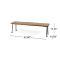 Zion Industrial Wood And Metal Rectangular Bench Teak Wood