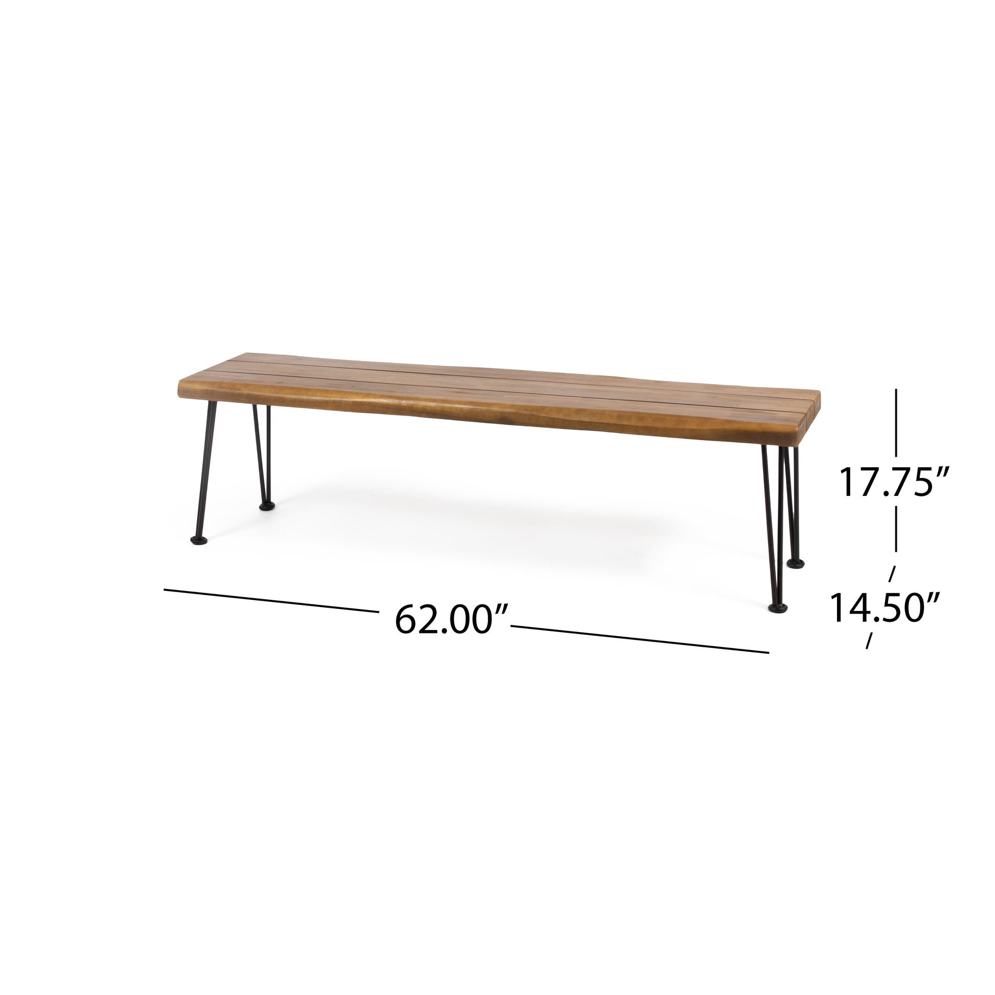 Zion Industrial Wood And Metal Rectangular Bench Teak Wood