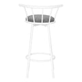 Barstool, Set Of 2, Swivel, Bar Height, White Metal, Grey Fabric, Contemporary, Modern White Foam Metal