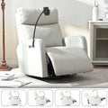 270 Power Swivel Rocker Recliner Chair, Electric Glider Reclining Sofa With Usb Ports, Power Swivel Glider, Rocking Chair Nursery Recliners For Living Room Bedroom Light Gray Solid Light Brown Primary Living Space Push Button Rubberwood Solid Back Wood