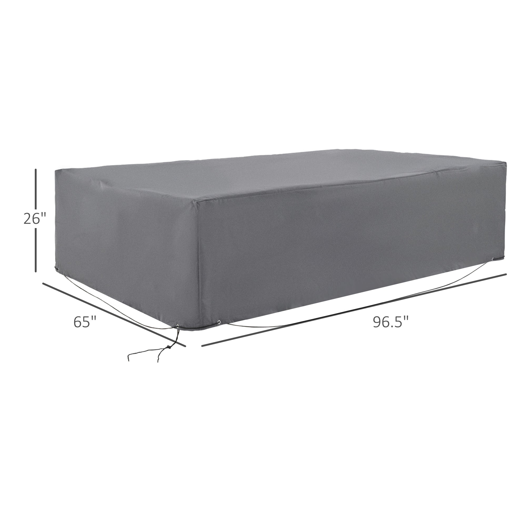 Outsunny 97" X 65" X 26" Heavy Duty Outdoor Sectional Sofa Cover, Waterproof Patio Furniture Cover For Weather Protection, Gray Gray Oxford Fabric