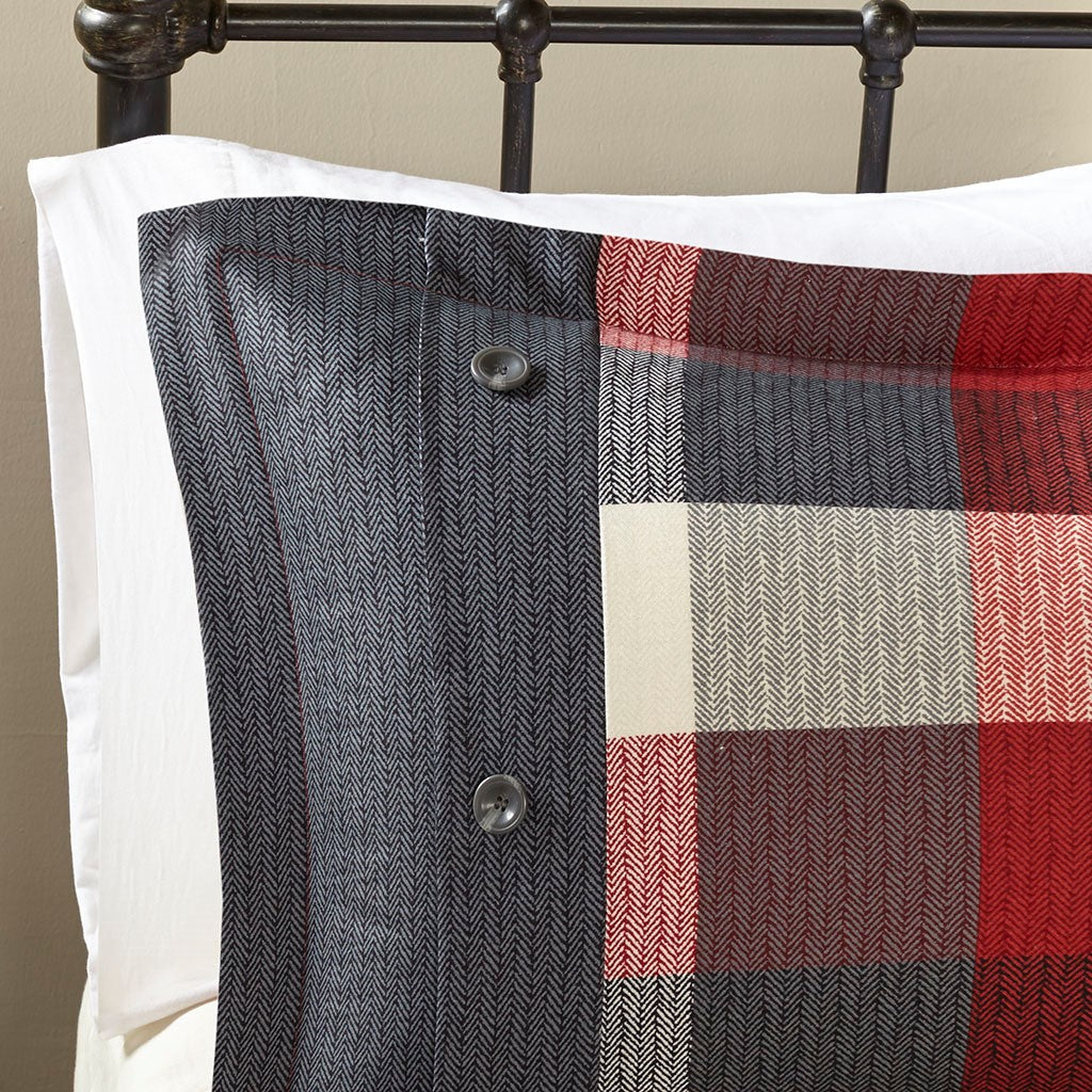 7 Piece Herringbone Comforter Set Red Cal King California King Red Polyester