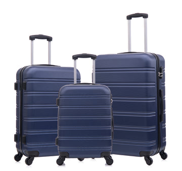 Luggage Universal Wheel Hard Shell Lightweight Password Lock Family Set Blue, 3 Piece Set 20 Inches 24 Inches 28 Inches Blue Abs