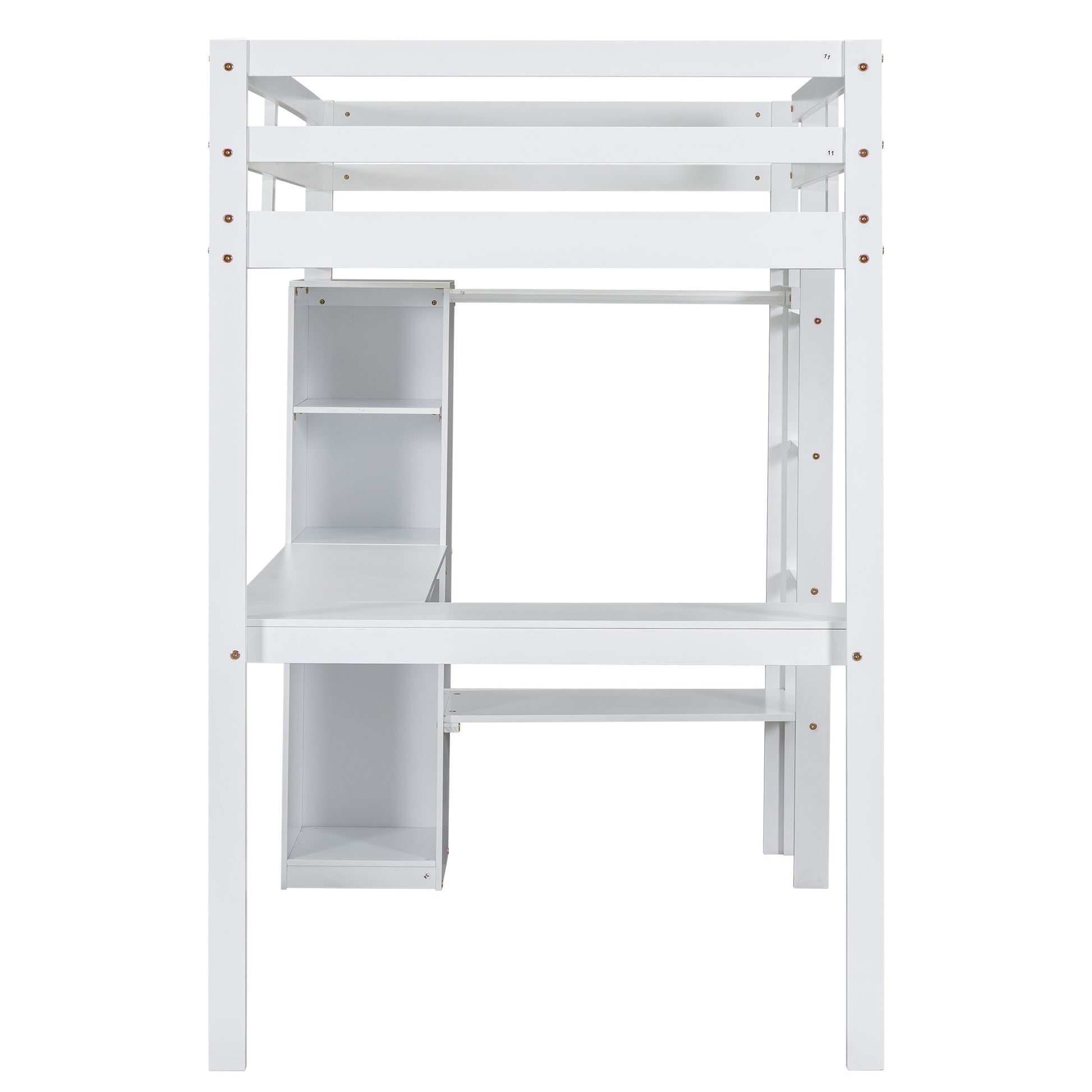 Twin Size Loft Bed With L Shaped Desk, Wardrobe And Storage Shelves, White Expected Arrival Time: 8.31 Box Spring Not Required Twin White Wood Bedroom Solid Wood Mdf