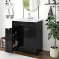 30 Inch Black Bathroom Vanity With Ceramic Sink Combo, Abundant Storage Cabinet 2 Soft Close Doors And Double Tier Deep Drawer Black Bathroom Mdf