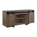 Grey Washed 2 Shelf Tv Stand Gray Primary Living Space 60 69 Inches Farmhouse Rubberwood Wood