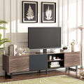 Modern Tv With 3 Cabinets& Open Shelves, Color Matching Media Console Table For Tvs Up To 80'', Entertainment Center With Drop Down Door For Living Room, Bedroom, Home Theatre Dark Brown Primary