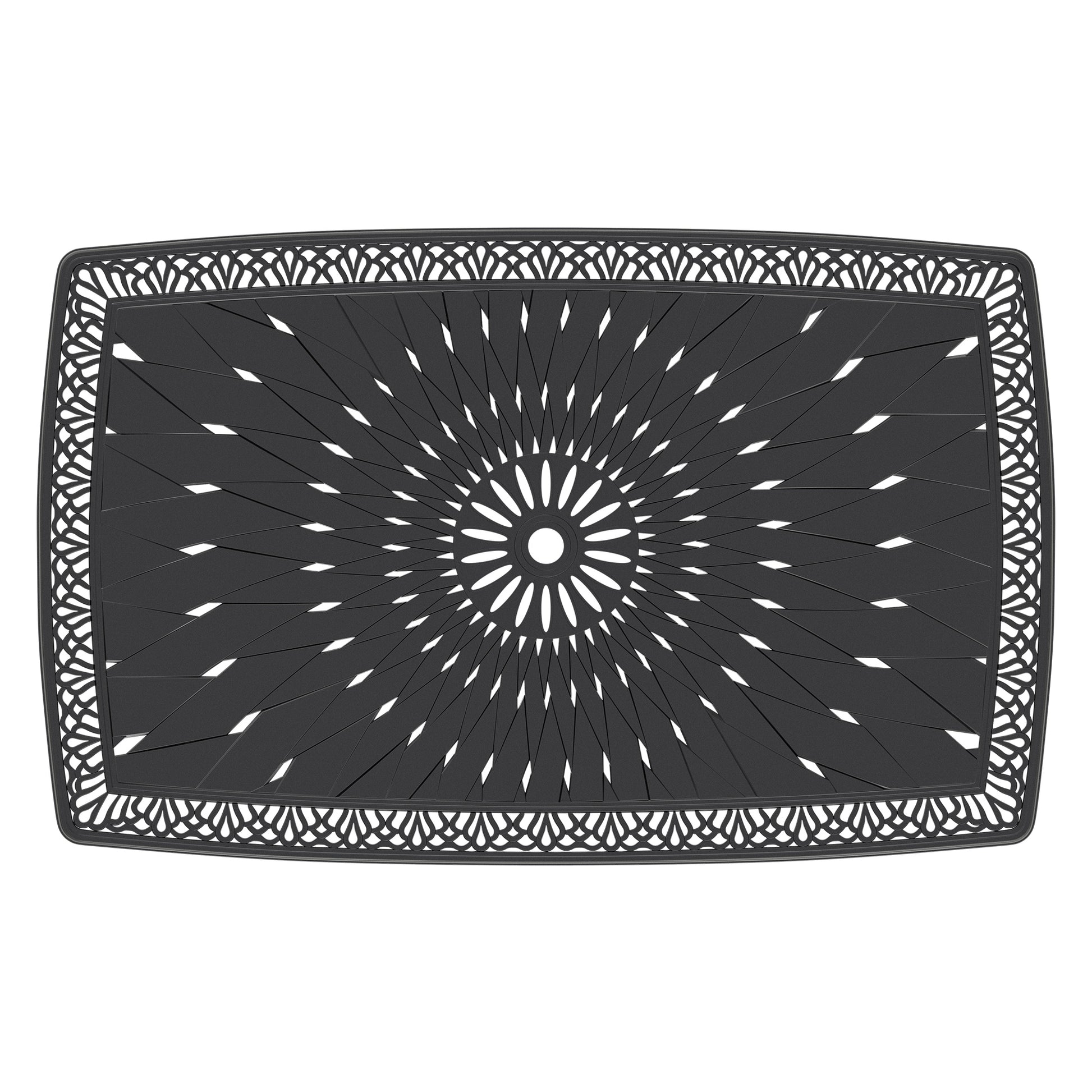 Cushions In Random Colors 5 Piece Set Of Cast Aluminum Patio Furniture With Cushions Yes Dining Set Black Seats 4 Rust Resistant Frame Water Resistant Cushion Garden & Outdoor Complete Patio Sets