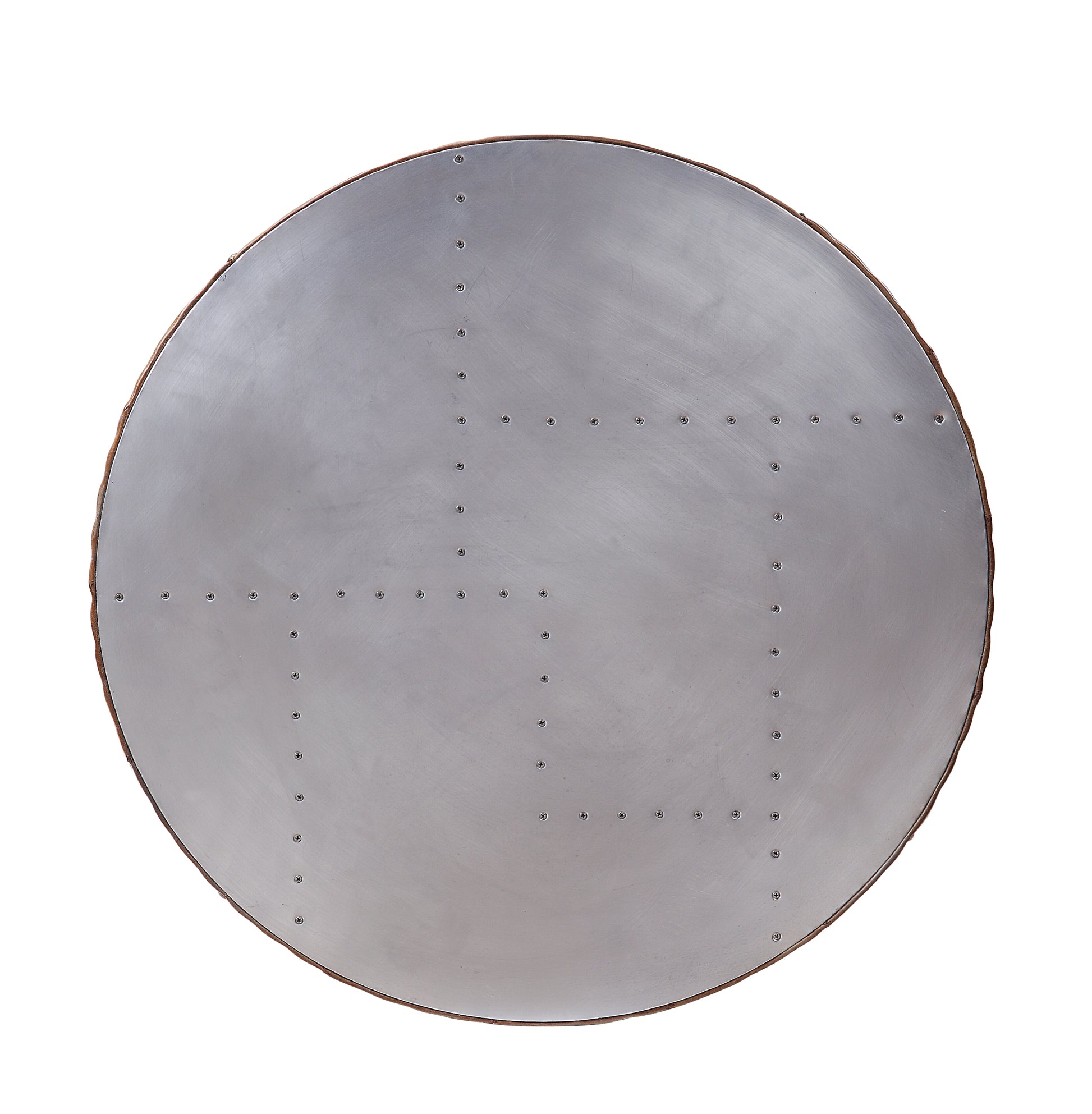 Aluminum And Cocoa Storage Coffee Table Brown Gold Primary Living Space Drawers Round Leather Sled