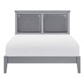 Classic Gray Finish Full Size Panel Bed Upholstered Headboard Wooden Bedroom Furniture 1Pc Box Spring Required Full Gray Wood Bedroom Panel Faux Leather Wood