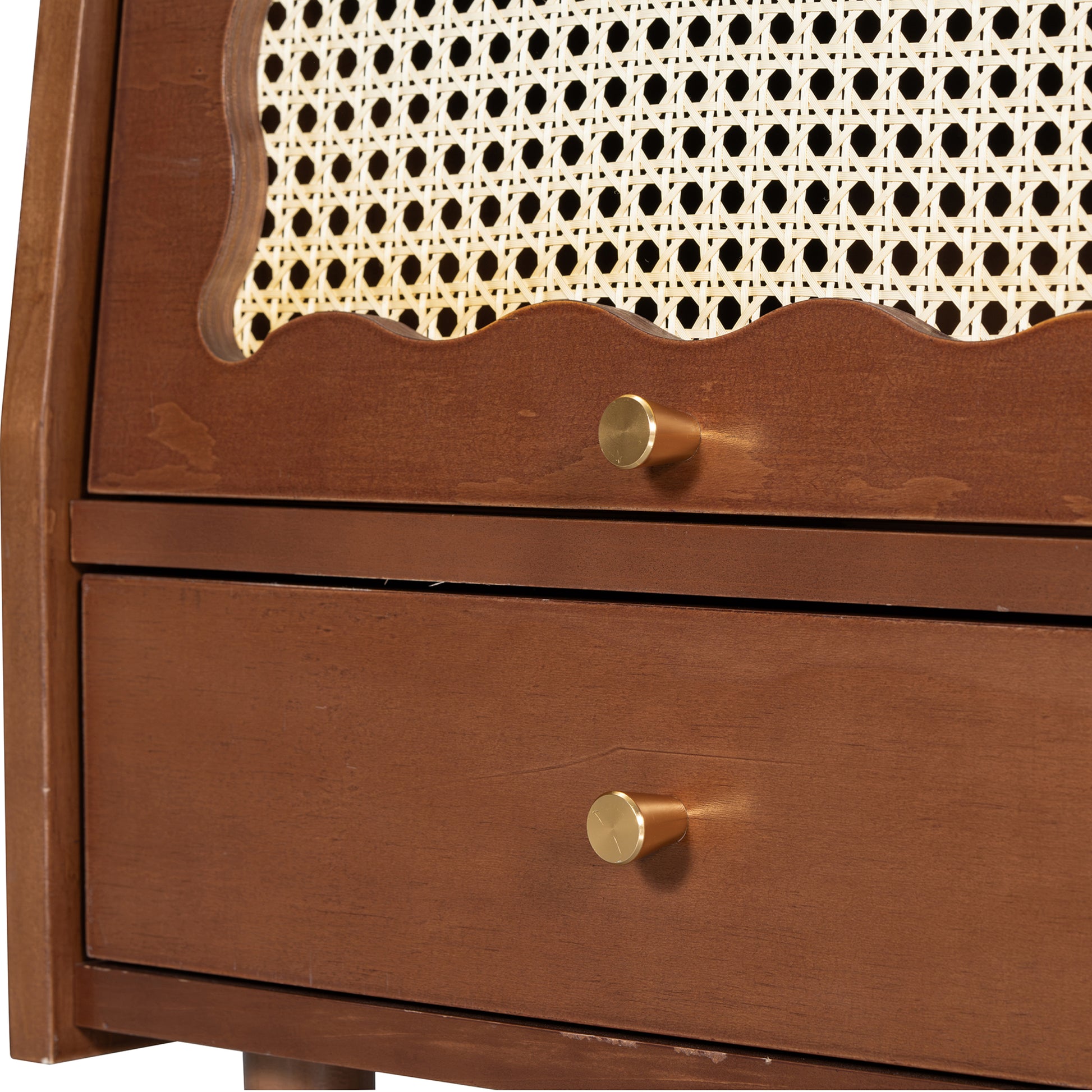 3 Pieces Bedroom Set With Queen Size Wooden Bed Frame, 1 Vintage Nightstand And 1 Makeup Vanity Set With Stool,Walnut Queen Walnut 3 Piece Set Wood