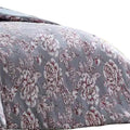 Tyler 8 Piece Microfiber Queen Bed Set, Floral Print, The Urban Port, Gray Queen Gray Fabric