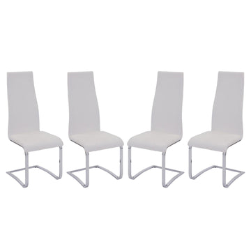 Set Of 4 Solid White Dining Room Dining Chairs Set Of 4 Or More Faux Leather,Metal
