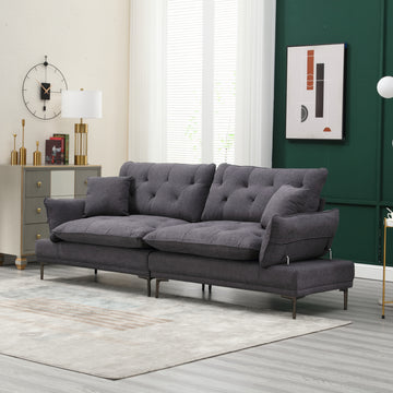 United Linen Sofaaccent Sofa Seat Sofa With Metal Feet Dark Gray Linen 3 Seat