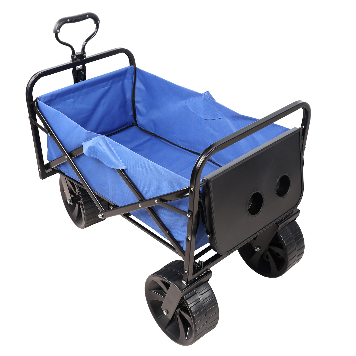 Folding Wagon Garden Shopping Beach Cart Blue Blue Metal