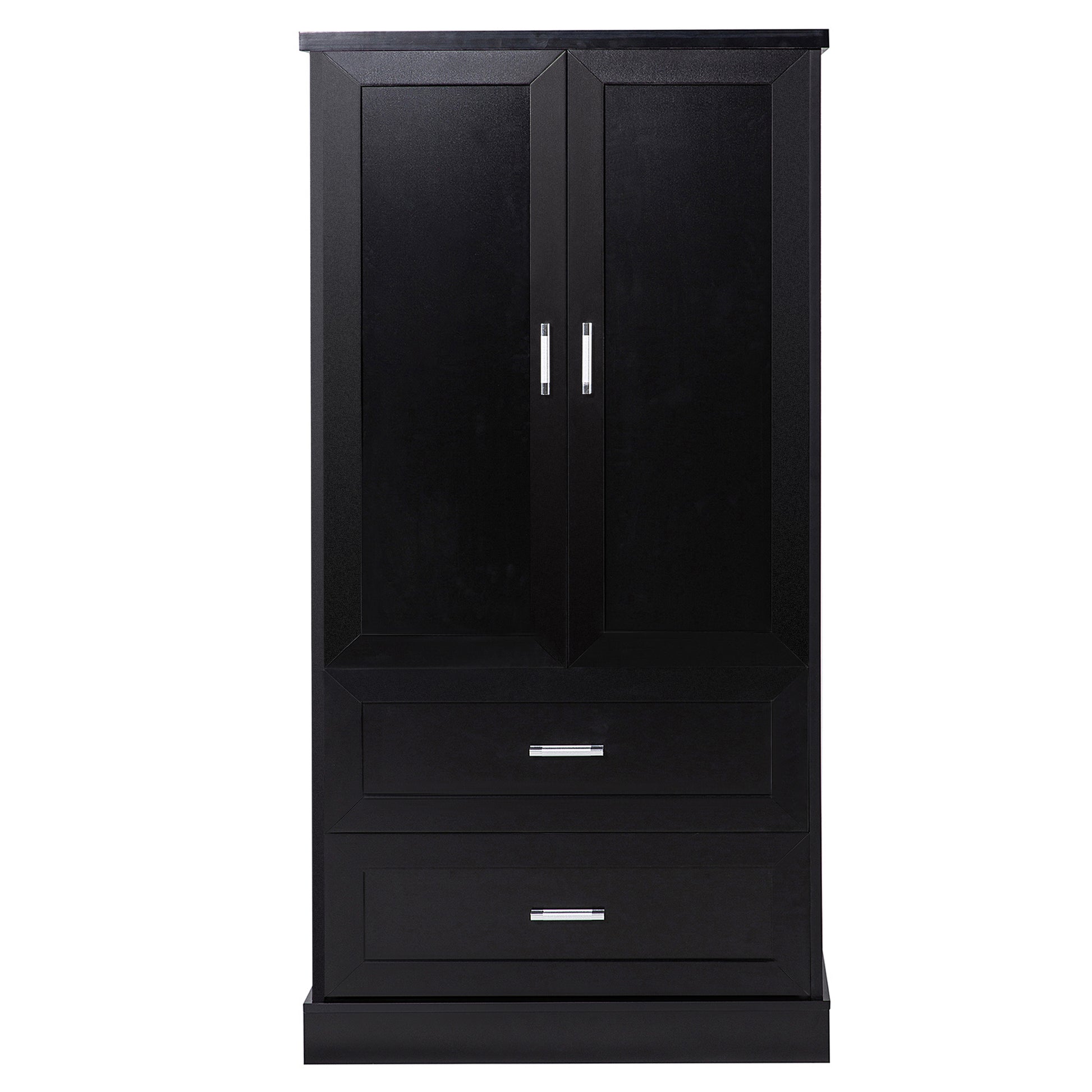 Tall Bathroom Storage Cabinet, Cabinet With Two Doors And Drawers, Adjustable Shelf, Mdf Board, Black Black Mdf