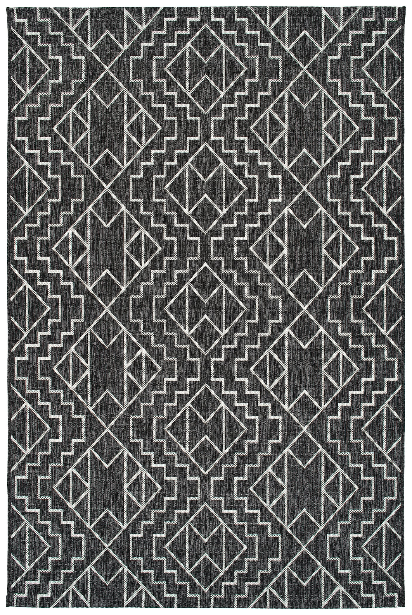 Modern, Geometric, Textured Cut Pile 2'7" X 4'11" Rectangle Area Rug Charcoal Polypropylene