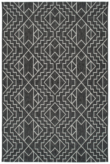 Modern, Geometric, Textured Cut Pile 2'7" X 4'11" Rectangle Area Rug Charcoal Polypropylene