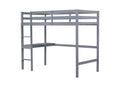 Twin High Loft Bed, Rubber Wood Loft Bed With Safety Guardrail, Built In Desk, Ladder,Grey Twin Grey Rubber Wood
