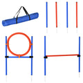 Pawhut Dog Agility Training Equipment With Easy 3 Piece Set, Dog Obstacle Course For Backyards Of Small Size, Includes Dog Hurdles, Weave Poles, Hoop Multicolor Plastic