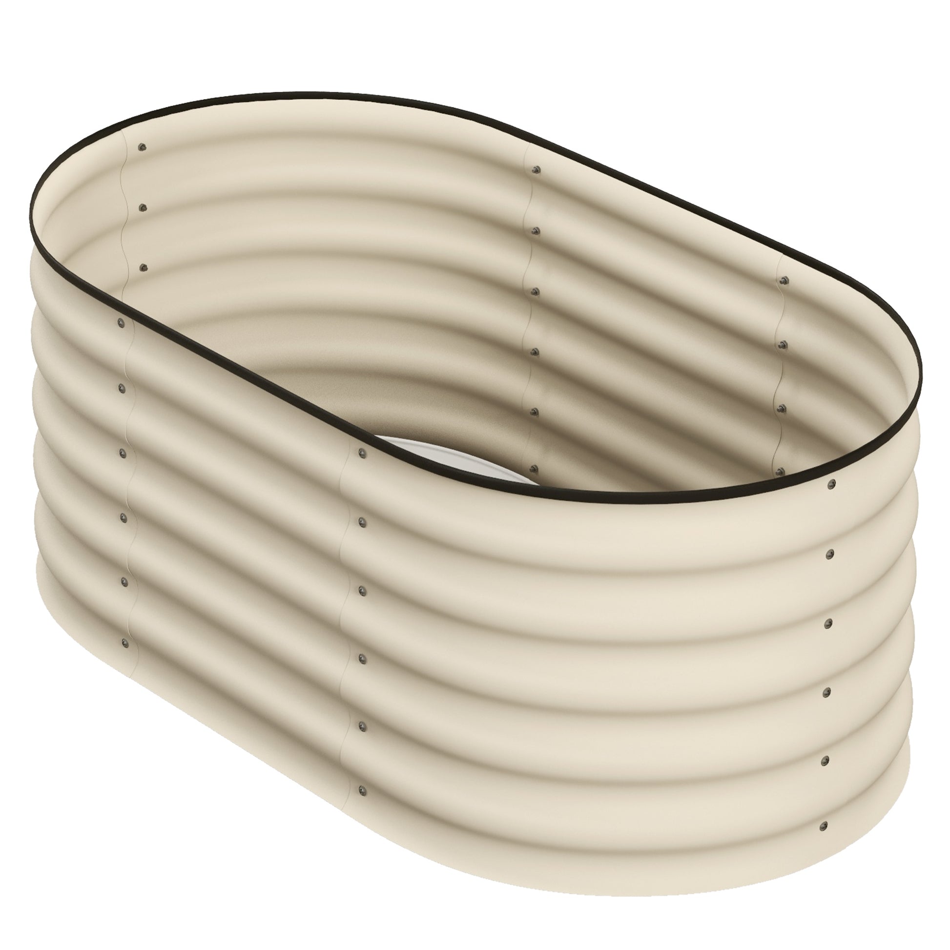 Outsunny 3.5' X 2' X 1.4' Galvanized Raised Garden Bed Kit, Outdoor Metal Elevated Planter Box With Safety Edging, Easy Diy Stock Tank For Growing Flowers, Herbs & Vegetables, Cream Cream White Steel