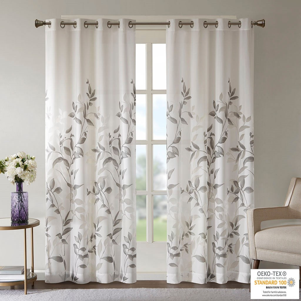 Burnout Printed Curtain Panel Pair 2 Pcs Window Panels Multicolor Polyester