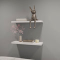 Iva Floating Shelf In Melamine X2, Snow White White Primary Living Space Wall Mounted Particle Board Melamine