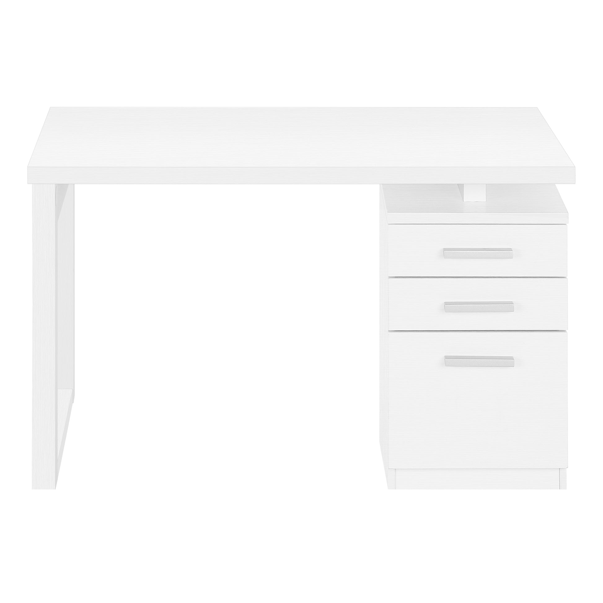 Computer Desk, Home Office, Laptop, Left, Right Set Up, Storage Drawers, 48"L, Work, White Laminate, Contemporary, Modern White Particle Board