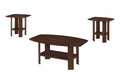 Table Set, 3Pcs Set, Coffee, End, Side, Accent, Living Room, Brown Laminate, Transitional Cherry Particle Board