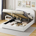 Teddy Fleece Queen Size Upholstered Platform Bed With Hydraulic Storage System, White Queen White Teddy