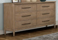 Casual 6 Drawer Dresser Sand Finish Sand Solid Wood Mdf