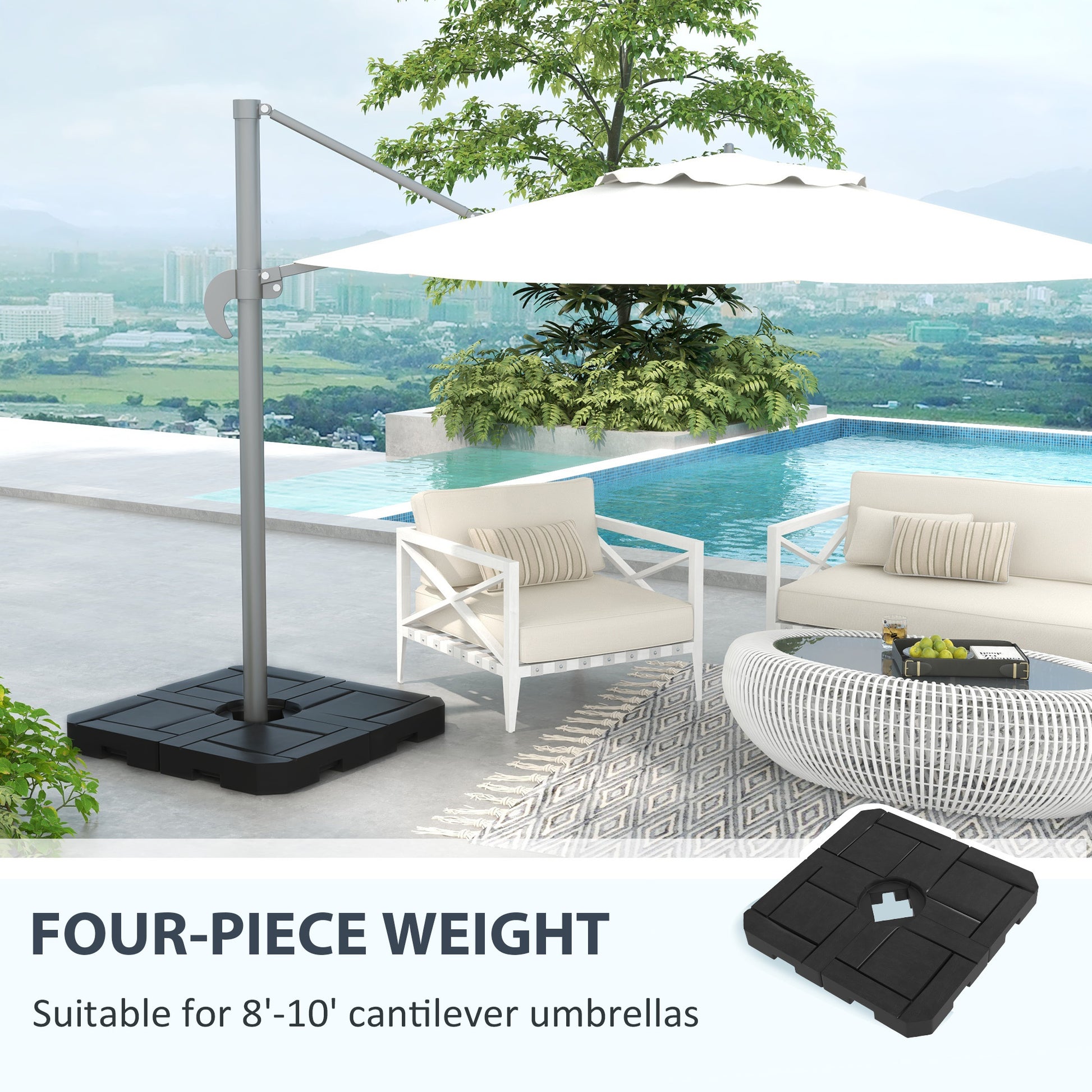 Outsunny 4 Piece Patio Cantilever Umbrella Base Weight Set, Fillable O