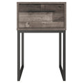 Grace 20 Inch Modern Nightstand, Metal Base And Handle, Open Shelf, Gray Black Gray Wood