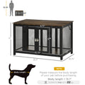 Pawhut Furniture Style Dog Crate With Openable Top, Big Dog Crate End Table, Puppy Crate For Small Dogs Indoor, Spacious Interior, Pet Kennel, Brown, Black Brown Steel