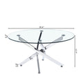 Modern Round Tempered Glass Coffee Table With Chrome Legs Silver Tempered Glass