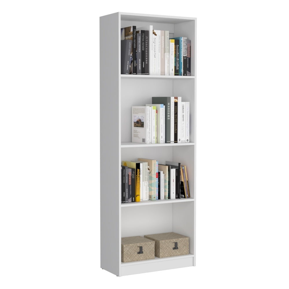 Dupree 4 Piece Home Bookcase Set, 91" Wide With 17 Shelves And A Double Door Cabinetliving Room Set White 5 Or More Shelves White Office Open Storage Space Modern Particle Board