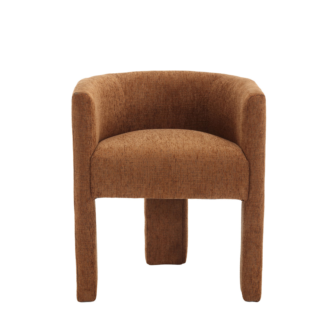 Chenille Barrel Accent Chair, Mid Century Modern Living Room Chair, Upholstered Side Armchair With 3 Legs For Bedroom Reading Spaces Brown Brown Primary Living Space Foam Chenille