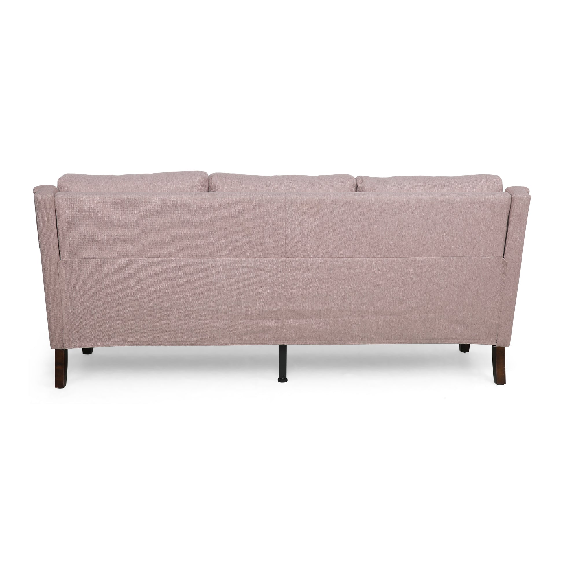 Comfy 3 Seat Sofa With Wooden Legs, Pu, For Living Room And Study Light Pink Fabric 3 Seat