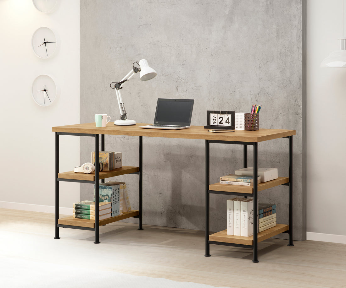 Golden Oak Desk Golden Mdf Metal