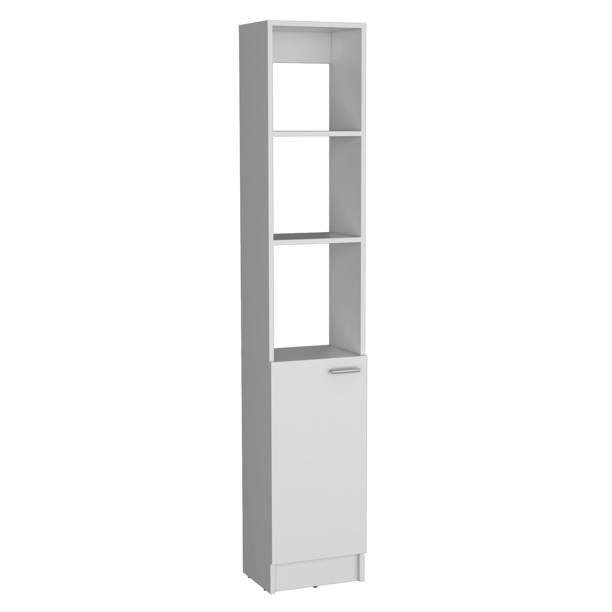 Linen Cabinet, 1 Door, 6 Shelves, White White Solid Wood Mdf Engineered Wood