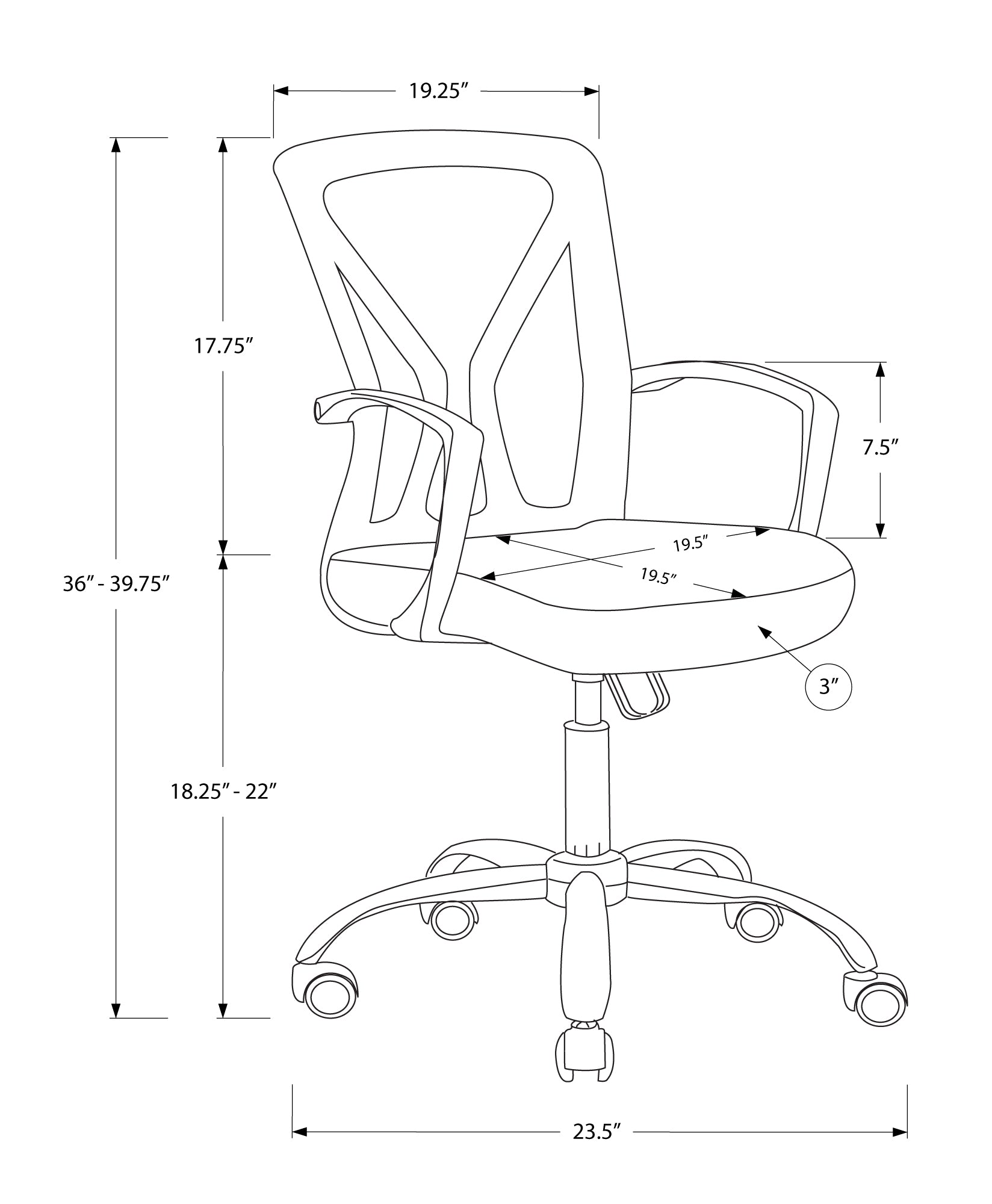 Office Chair, Adjustable Height, Swivel, Ergonomic, Armrests, Computer Desk, Work, Black Mesh, Chrome Metal, Contemporary, Modern Black Foam Polyester