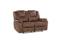 Katrine Pu Manual Reclining Loveseat Chestnut Brown Chestnut Fabric 2 Seat