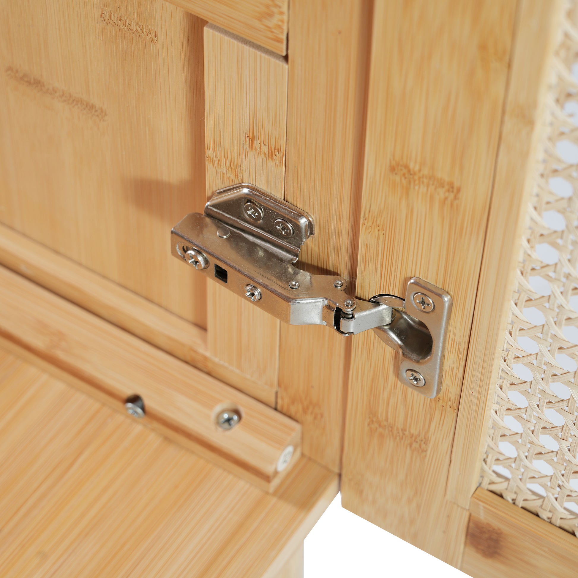 30 Inch Bathroom Vanity Crafted From Natural Materials, Featuring Handmade Rattan Doors And Soft Closing Mechanisms Wood Wood Rattan