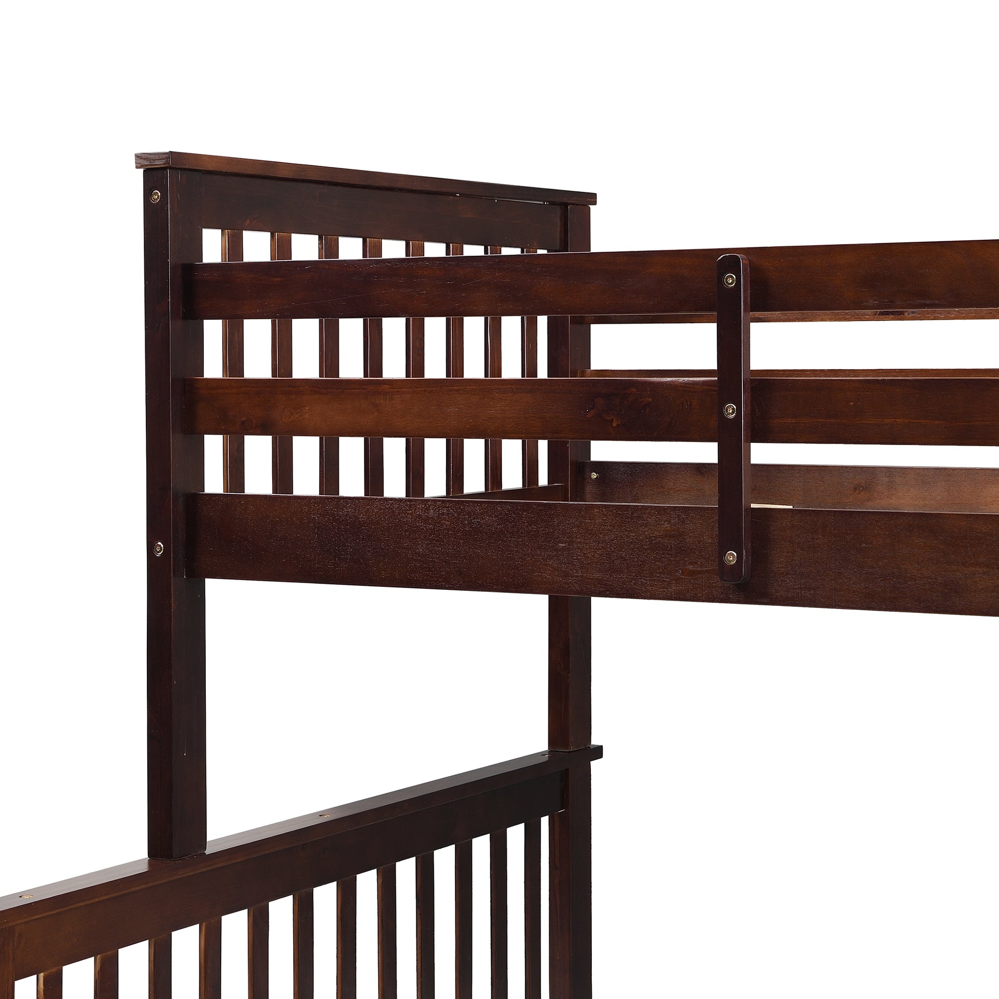 Twin Over Full Bunk Bed With Storage Drawers, Wooden Bunk Bed With Ladder And Safety Guard Rails Espresso Full Espresso Wood