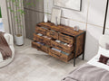 Wood Dresser With 7 Drawers, Wooden Storage Closet For Bedroom, Solid Clothes Cabinet With Sturdy Steel Frame, 48.58