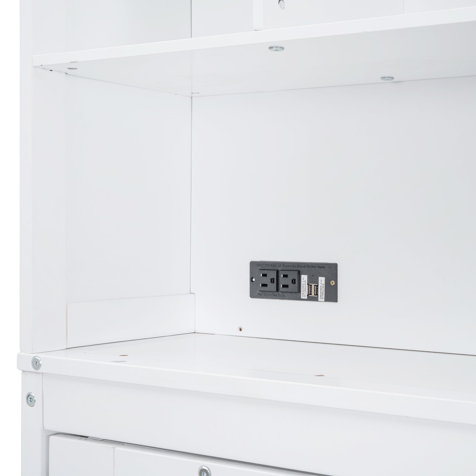 Queen Size Murphy Bed Wall Bed With Top Shelves & Usb,White Queen White Plywood